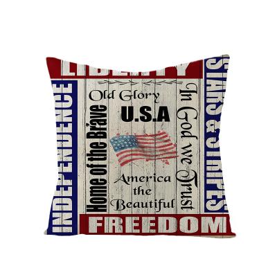 China 2021 Hot Selling Striped Check Canvas Independence Day Day Cushion Cover Cushion Home Decor Vintage Non-Toxic For Festival for sale