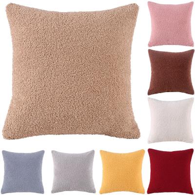 China Non-Toxic Simple Modern Style Plush Cove Teddy Fur Sofa Pillow Case Cushion Cover Solid Luxury for sale