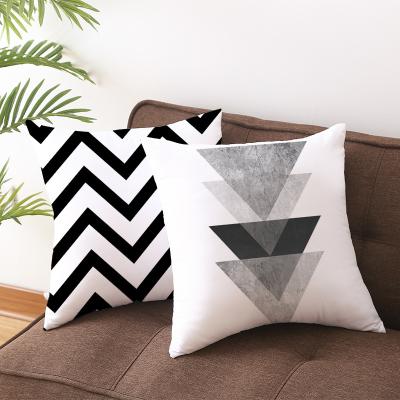 China Non-Toxic Black And White Crown Printed Pillow Cover Tile Case Cushion Cover With Zipper for sale