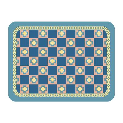 China Oilproof Vintage Flower Printed Nordic American Style Grid 40*30cm Table Mat Leather Place Mat for sale