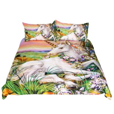 China American Style Duvet Cover Sets Bedding 3d Printed Unicorn Bedding Set for sale