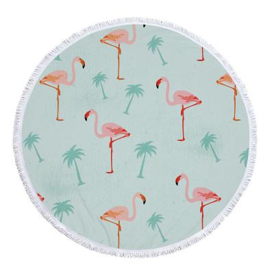 China Custom Round Flamingo Microfiber Beach Towel QUICK DRY for sale