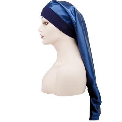 China Dobby Hoods and Silk Brim Sleep Cap Man Sleep Hat Satin Long Tail Long Tail Head Wrap for sale