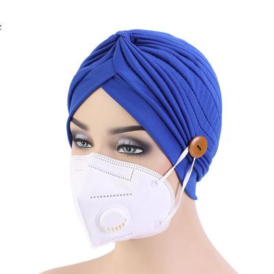 China Image Solid Color Sikh Ribbed Turbans Arabic Head Wrap Stretch Mark Free Turban With Wooden Buttons for sale