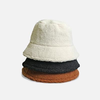 China Custom Fuzzy Plush Berber Fleece Fur Bucket Hat For Women Logo Customization for sale