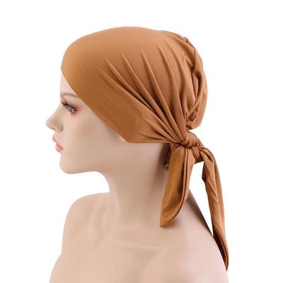 China Solid color 15 colors ladies durag hat long tail durags custom logo duragsic hood with tie for sale