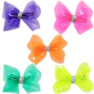 China Transparent Plastic Clear PVC 4 Inches Baby Glitter Hair Hangers Hair Clip Accessory FK-02 for sale