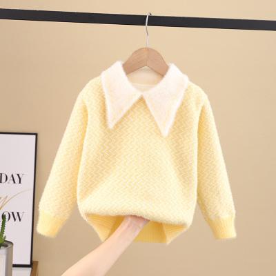 China Wholesale Hot Sell Winter Velvet Anti-Wrinkle V-Neckline Girls Knitted Sweater Breathable And Breathable for sale