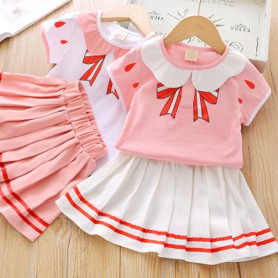 China Two-piece Chinese style girl's suit summer cartoon T-shirt short-sleeved net yarn fluffy skirt for sale