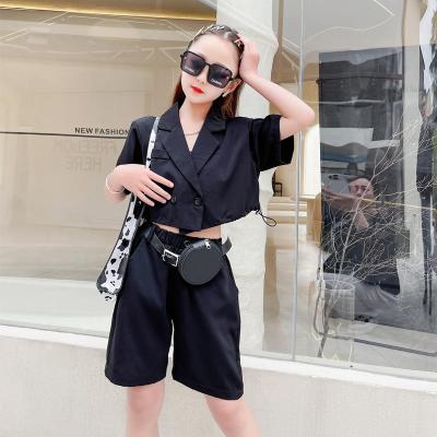 China GRAND STREET 2021 new summer lil' Korean double breasted short-sleeved slim suit girl's suits for sale