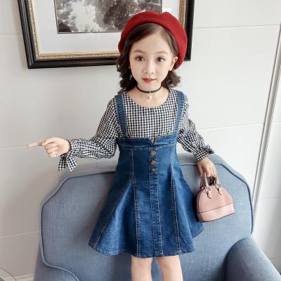 China Anti-static spring and autumn dress Korean version two-piece faux belt skirt denim skirt for sale