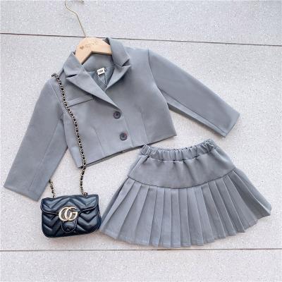 China Chinese Style School Style Spring and Autumn Chic 2021 Summer Girls 2 Piece Clothing Shirt and Top Set for sale