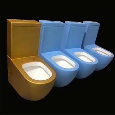 China New Concealed Tank Rim Toilet Set Toilet Suite One Piece Sanitary High Gloss Washdown Suite Extended Softclose Seat Colored Double Flush WC Suite for sale