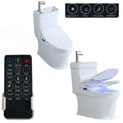 China Hidden tank turkey 3 in 1 wc tank bidet sink toilet twice in one tank smart closet faucet in toilet bidet monoblock toilet with washbasin for sale