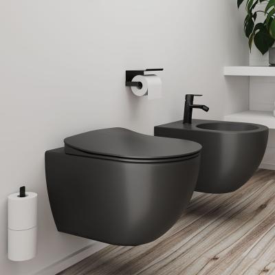 China Industrial Slim Bathroom Sanitary Bathroom Home Industrial Slim Bidet WC Decor Black Toilet Wall Set Seat Tolet Water Toilet Price for sale