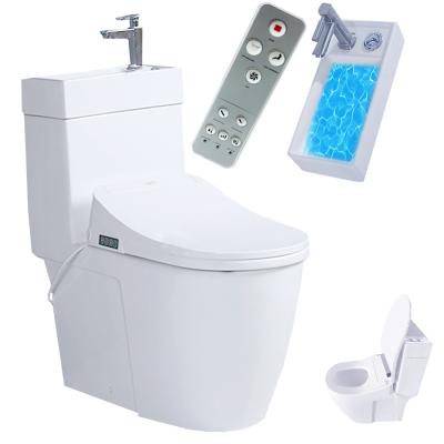 China Automatic operation all in one female personal bathroom toilet bowl shattaf wash hand cabinet sink toilet japanese mall toilet sanitary ware for sale