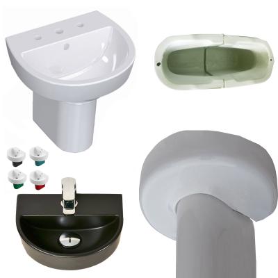 China Modern Wall Mounted Wash Basins With Semi Pedestal Behind The Wall Round Pedestal Sink Moon Toilets Printed Sanitary Decor Private Color for sale