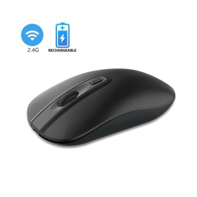 China Original 2400DPI Ultrathin Rechargeable Wireless Mouse 2.4G Optical Logo Packaging 10m Color Customizing 4 Buttons Black White for sale