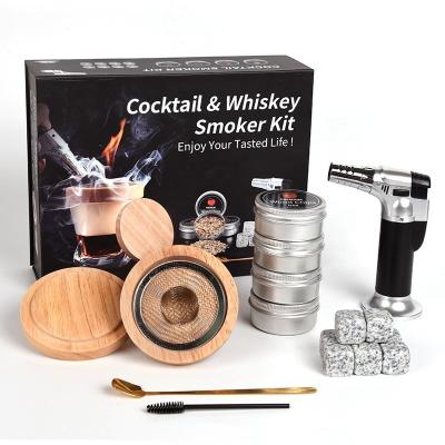 China New Disposable Cocktail Bar Foreign Wine Multi-flavor Sawdust Smoker Wooden Smoked Lid Set With Factory Price for sale