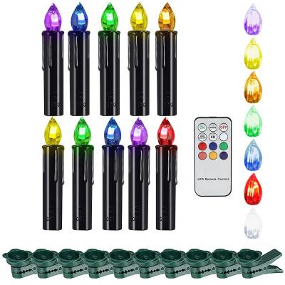 China Electronic Remote Control LED Candle Clip with 12 Head Colorful RGB Christmas Tree Decoration Black Remote Control Halloween Candle Lights for sale