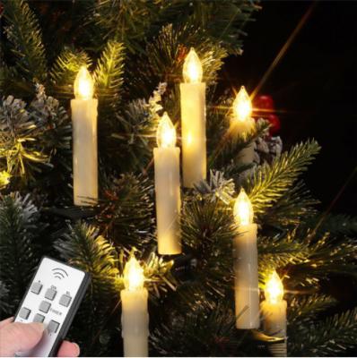 China Remote Control LED Candles Warm Christmas Tree Candles Lights With Clamps Flickering Smokeless Timed Remote Control Holiday Decorations Candles for sale