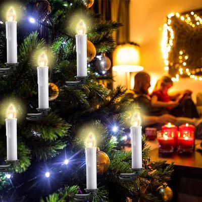 China Remote Control Electronic Candle Light Led Long Candle Pole Wax 10cm Long Pole Christmas Tree Clip Remote Control Candle Smokeless Warm Lamp for sale