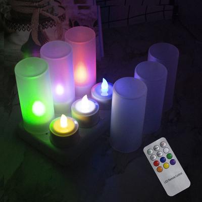 China Rechargeable and Remote Control Radio Charging Colorful Simulation Tea Wax Candle LED Lamp Electronic Supply Lamp Front Buddha Lamp Candle Prayer Lamps for sale