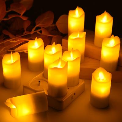 China Factory price rechargeable and remote control home wedding electronic cylindrical candle lamp LED simulation wind decoration remote swing filling candle for sale