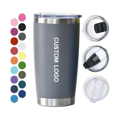 China Sustainable 20oz Custom Camping Mug Double Wall Vacuum Insulated Stainless Steel Tumbler Mugs Travel Coffee Mug With Lid for sale