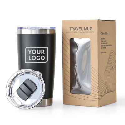 China Viable Wholesale Tumbler Mugs 20oz Powder Coated Custom Logo Coffee Mug Stainless Steel Double Wall Insulated Travel Mug for sale