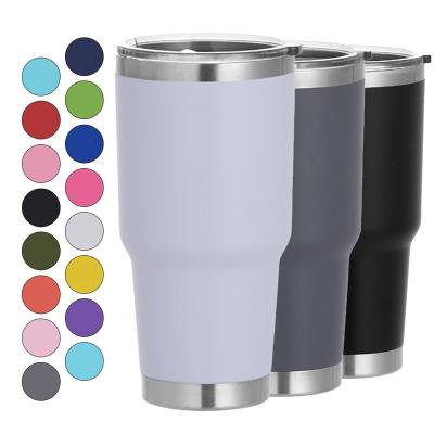 China Viable Custom Logo Powder Coated Coffee Mug Stainless Steel Thermos Creative Mug Personalized 30oz Stainless Steel Travel Mug for sale