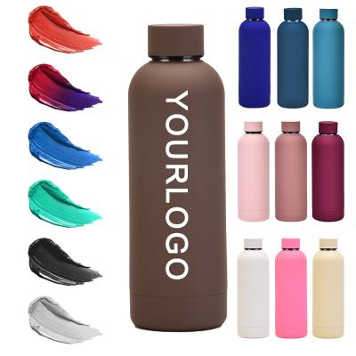 China 500ml 750ml Soft Touch Painting Stainless Steel Vacuum Flask Sport Viable Rubber Insulated Water Bottle Tumbler for sale