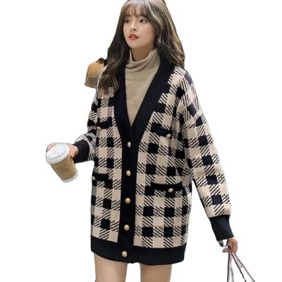 China Anti-wrinkle foreign trade autumn and winter fragrance celebrity fan loose V-neck middle new small and long thickened knitted cardigan coat for sale