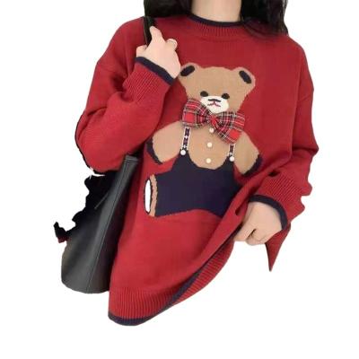 China Anti-wrinkle Amazon knitted sweater women's autumn and winter new fashion bear sweater knitted top Korean loose sweater for sale