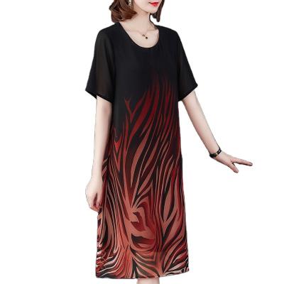 China Fashion Anti-Static Women's Summer Round Neck Short Sleeve Printing Loose And Slim Casual Dress for sale