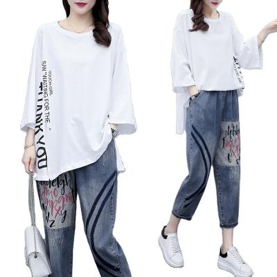 China plus-size women's casual Anti-wrinkle women's summer fashion printed loose terylene with short sleeves T-shirt for sale