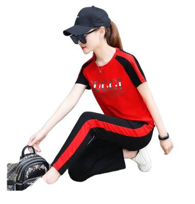 China QUICK DRY Custom 2 Piece Set Crop Long Pants Women Tracksuit Sports Suit Top Tracksuit for sale