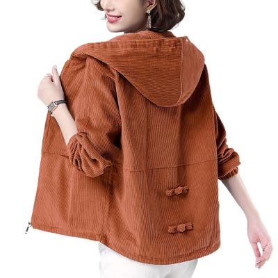 China Anti-wrinkle Corduroy Women's Short Jacket Korean Style Loose Long Sleeve Spring And Autumn Plus Size Slimming Casual Jacket Sweatshirt Women for sale