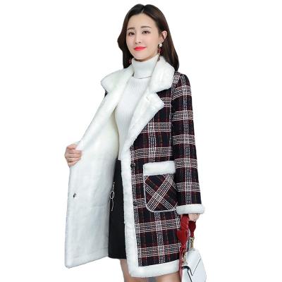 China Anti-wrinkle European and American women's clothing large autumn and winter Korean version plush thickened medium and long cashmere coat for sale