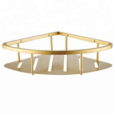 China Custom High Quality Golden Bathroom Metal Corner Storage Shower Shelf Bracket for sale