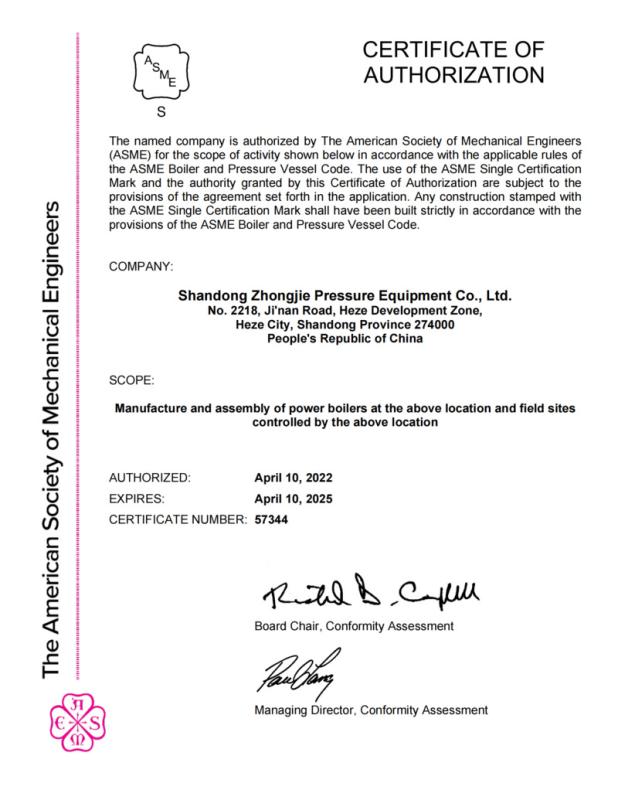 ASME - Shandong Zhongjie Pressure Equipment Co., Ltd.