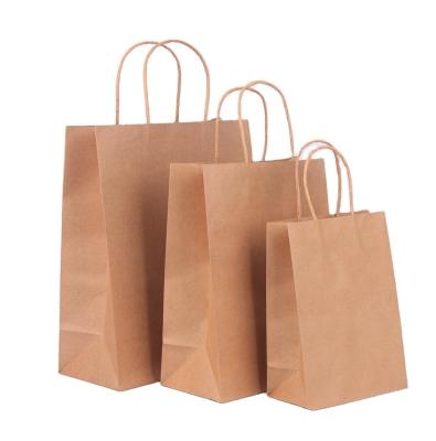 China Recycled Materials Custom Size Small Large Stand Up Paper Bag Kraft Paper Bags With Handles for sale