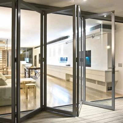 China Customized High Quality Aluminum Folding Door Windproof Hurricane Proof Double Glass Bi Glass for sale