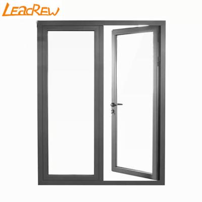 China Anti-theft Aluminum Profile Tempered Glass Swing Casement Door For Commercial Building Aluminum Side Hung Door for sale