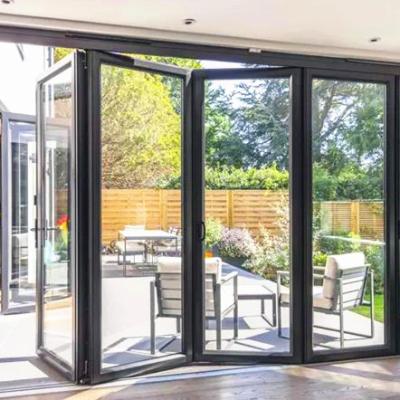 China European Waterproof Exterior Waterproof Aluminum Folding Doors With Shade Tempered Glass Bi Fold Aluminum Door for sale