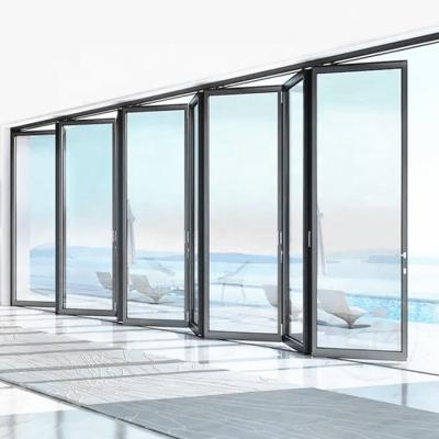 China Modern Folding Screen Aluminum Alloy Frames Folder Glass Door Patios Exterior Aluminum Folding Door Aluminum Alloy Door for sale