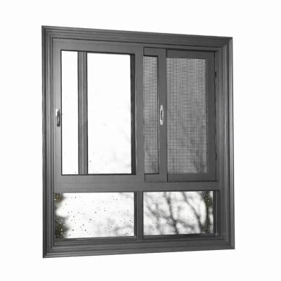 China Magnetic Screen Aluminum Sliding Glass Windows Design Double Glass Window With Screen Sliding Window for sale