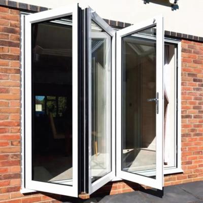 China Cheap Price Australian Adjustable Aluminum Double Impact Tempered Glass Double Impact Bi-Folding Window for sale