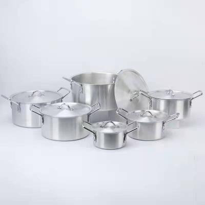 China 7pcs Sustainable Cooking Pots And Pans Cookware Set Aluminum Pans With Metal Surface Handle Feature Original Material Eco Type for sale