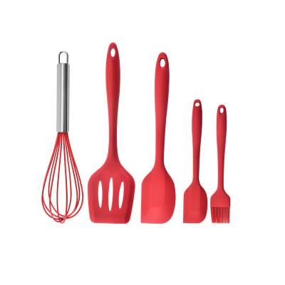 China Boxed By Color Wholesale Viable Cooking Utensils Tool Kit 5 Pieces Silicone Kitchenware Spatula Cake Tool for sale